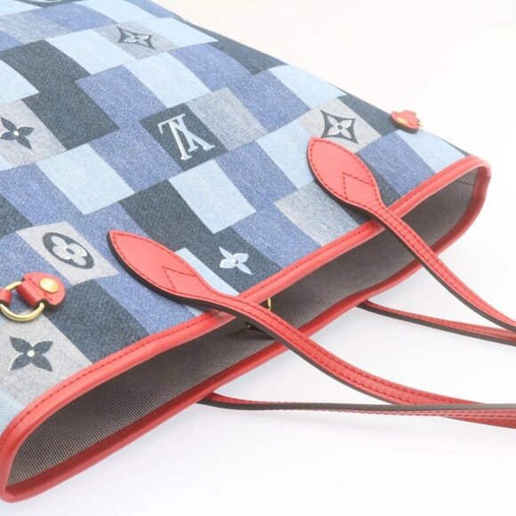 LOUIS VUITTON Monogram Denim Neverfull MM Tote Bag Blue M44981 LV Auth 22325S - Picture 6 of 16